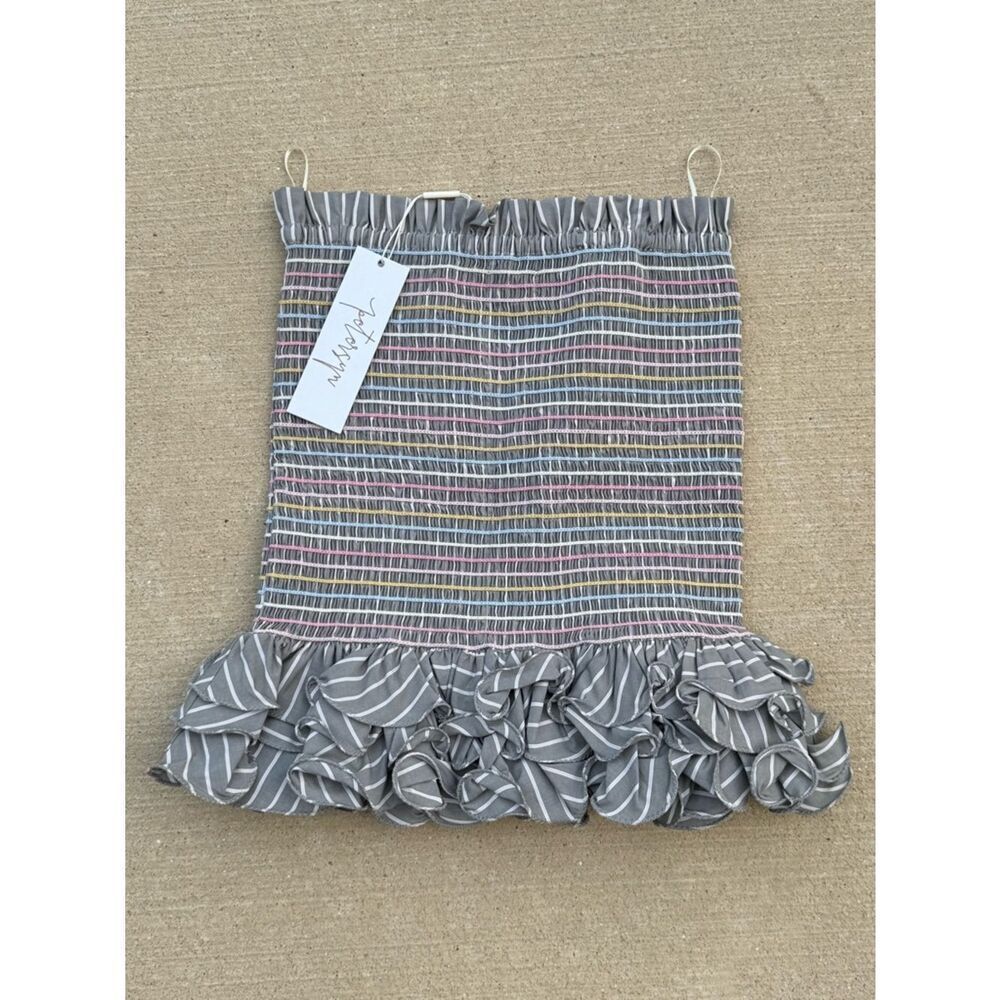 Petersyn Smocked Ruffle-Hem Mini Skirt